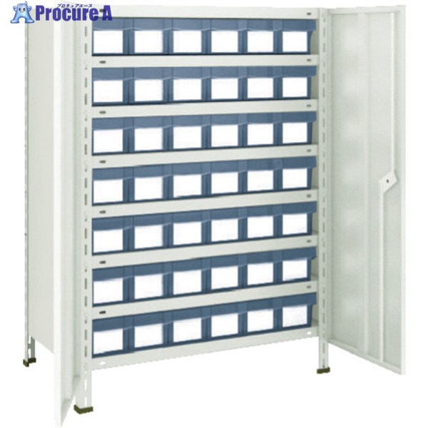 TRUSCO スチールラック 軽量棚扉付 875X300X1200樹脂引出透明小X42 ネオグレー 43V-T808C7 NG(ﾈｵｸﾞﾚｰ) 1台 ◇▼504-2712
