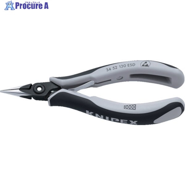 KNIPEX ESD精密用プライヤー 半丸 130mm 3452-130ESD 1丁 ▼836-8950