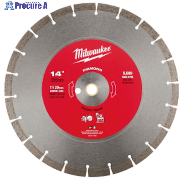 milwaukee 14インチ(356mm)ダイヤモンドブレード(セグメント型) 49-93-7040 1個 ▼534-9183
