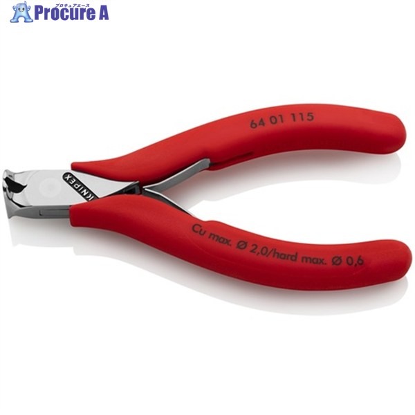 KNIPEX エレクトロニクスエンドカッティングニッパー プラスチックハンドル 6401-115 1丁 ▼831-4545