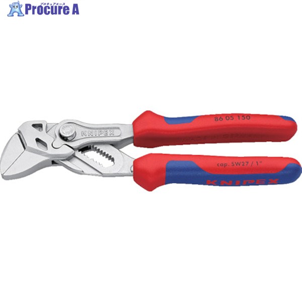 KNIPEX プライヤーレンチ コンフォートハンドル クロムメッキ クロムメッキ 150mm 8605-150 1丁 ▼446-9275