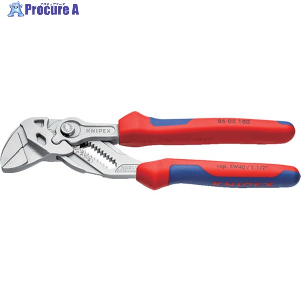 KNIPEX プライヤーレンチ コンフォートハンドル クロムメッキ クロムメッキ 180mm 8605-180 1丁 ▼446-9283