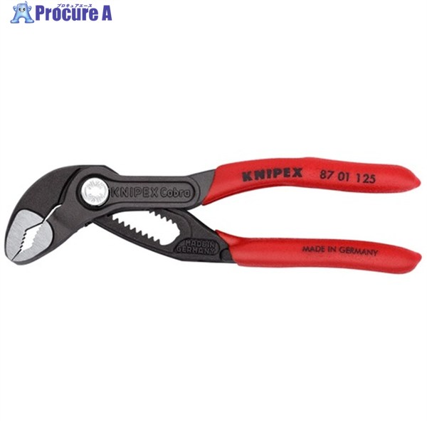 KNIPEX ミニウォーターポンププライヤー コブラ すべり止め付きプラスチックハンドル 125mm(SB展示販売パッケージ仕様) 8701125SB 1丁 ▼700-2086