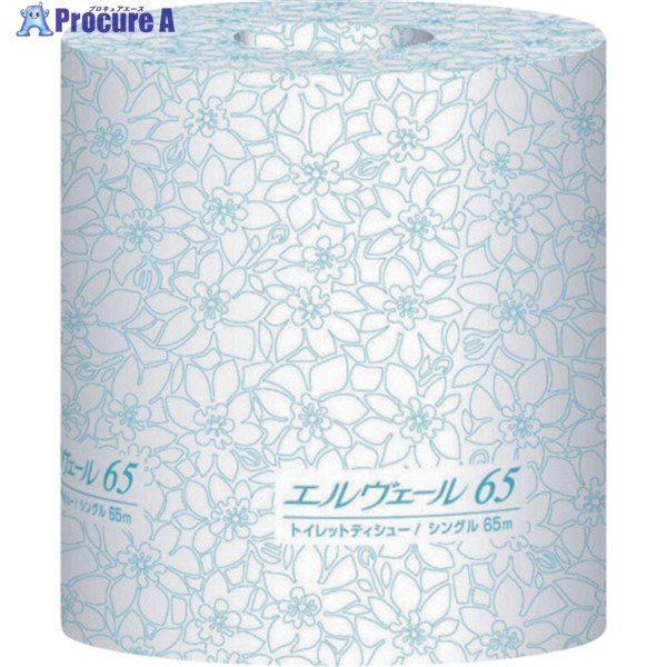 エリエール エルヴェールトイレットティシュー シングル65m個包装ミシン目入り 723085 1ケース ▼828-5727