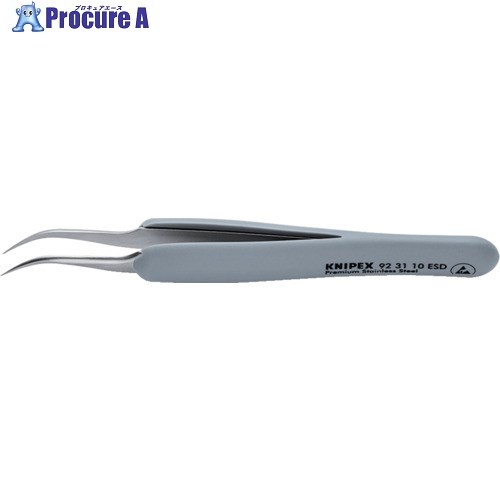 KNIPEX ラバーハンドル付き精密ピンセット 先細・先曲がり 122ММ 9231-10ESD 1本 ▼657-0595 |プロキュアエース