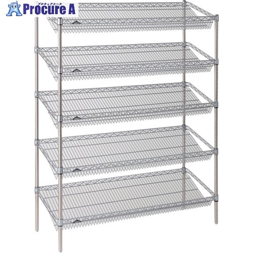 ERECTA スーパーシリーズ・スランテッドシェルフ 間口1212mm×奥ふかさ460mm×高さ1384粍(P) DB付 5段 ST1220STP1390W5 1台 ■▼347-9145 【貨物輸送都度積もり書き】