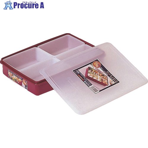 SANKO pla 食品保存容器 210111 花御膳 NO4 レッド 300×210×60 210111 24個 ■▼723-5471 【送料都度見積】