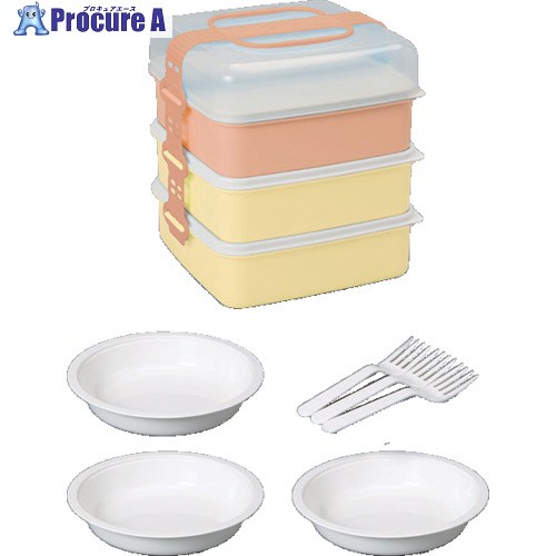 SANKO pla ランチボックス 116987 リオパックL型 3段 アースベージュ 233×220×250 116987 12個 ■▼723-5474 【送料都度見積】