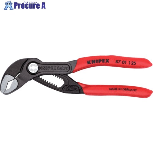 KNIPEX ミニウォーターポンププライヤー コブラ すべり止め付きプラスチックハンドル 125mm 8701-125 1丁 ▼446-9305