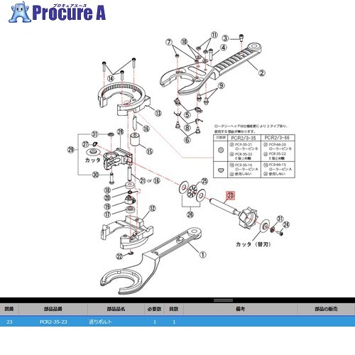 KTC PCR2-35-23 送りボルト PCR2-35-23 1個 ■▼558-2862 【送料都度見積】