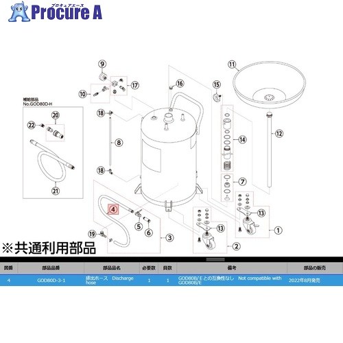 KTC GOD80D-3-1 導管 GOD80D-3-1 1個 ■▼559-6899 【貨物輸送都度積もり書き】