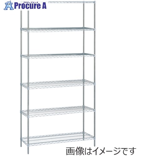 ERECTA スーパーシリーズ・オールステンレスワイヤーシェルフ 間口1212mm×奥ふかさ613mm×高さ2197粍(なおなお書き) DB付 6段 SLS1220なおなお書き2200SW6 1台 ■▼348-5076