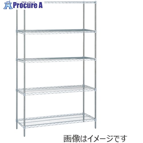 ERECTA スーパーシリーズ・オールステンレスワイヤーシェルフ 間口1821mm×奥ふかさ613mm×高さ1384粍(なおなお書き) DB付 5段 SLS1820なおなお書き1390SW5 1台 ■▼348-6717