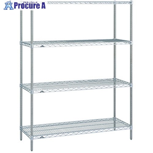 ERECTA スーパーシリーズ・オールステンレスワイヤーシェルフ 間口605mm×奥ふかさ613mm×高さ1587粍(なおなお書き) DB付 4段 SLS610なおなお書き1590SW4 1台 ■▼348-8260 【貨物輸送都度積もり書き】