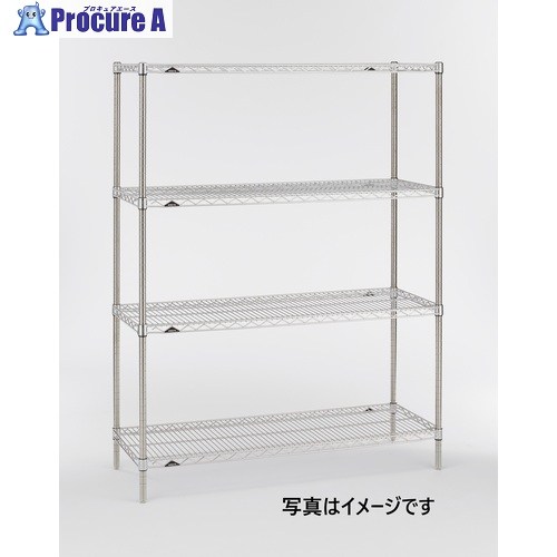 ERECTA スーパーシリーズ・ステンレスワイヤーシェルフ 間口1518mm×奥行766mm×高さ1384mm(PS) DB無 3段 SLMS1520PS1390N3 1台 ■▼348-8272