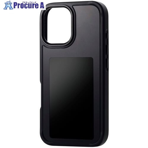 ELECOM iPhone 16用うしろ側見せびらかす容れもの 着せ替え 耐衝撃 黒いこと PM-A24AEINK01BK 1個 ■▼715-4764