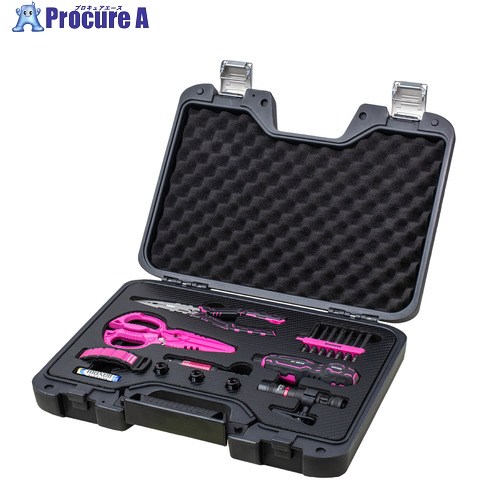 ENGINEER ツールセット PINK＆BLACK セット点数:9 ケースサイズ:L360&times;W260&times;H75mm KS-52P 1S ■▼728-8363 【送料都度見積】｜プロキュアエース