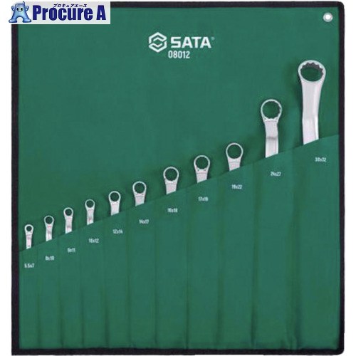 SATA 両口めがねレンチセット[10点]40度 ST08012 1S ▼679-3484 ｜プロキュアエース