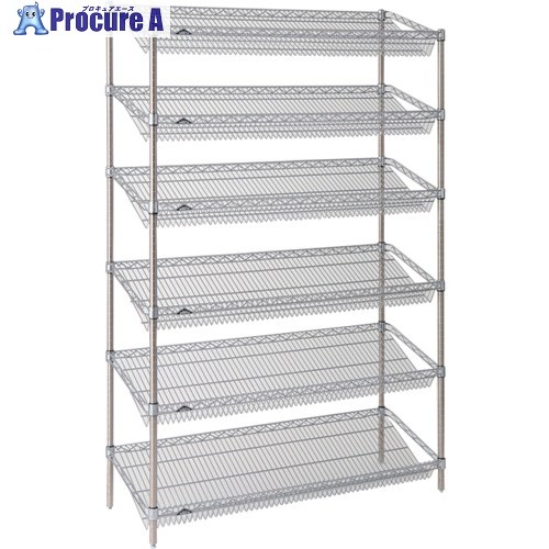 ERECTA スーパーシリーズ・スランテッドシェルフ 間口1212mm×奥ふかさ460mm×高さ2197粍(P) DB付 6段 ST1220STP2200W6 1台 ■▼348-3812 【貨物輸送都度積もり書き】