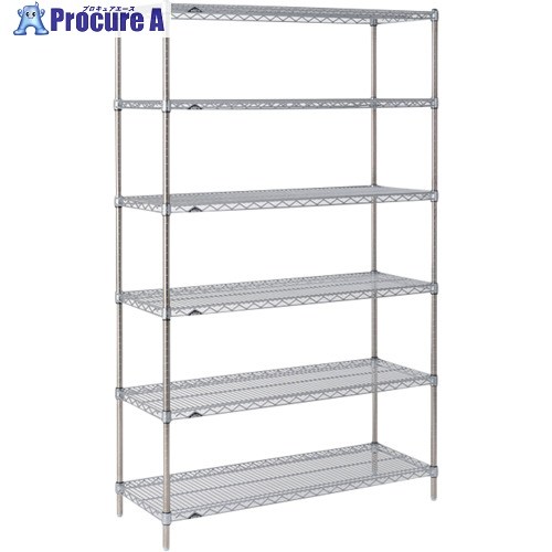 ERECTA スーパーシリーズ・ステンレスワイヤーシェルフ 間口1821mm×奥ふかさ613mm×高さ1892粍(なおなお書き) DB付 6段 SLS1820なおなお書き1900W6 1台 ■▼349-6715