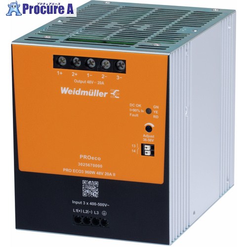 ワイドミュラー PROeco DC48V 三相電源 960W 3025670000 1個 ■▼731-3806 【送料都度見積】|プロキュアエース