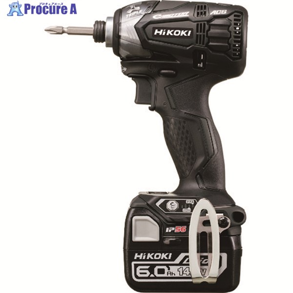 HiKOKI 14.4Vコードレスインパクトドライバ 6.0Ah ブラック WH14DDL2-2LYPK-B 1台 ▼777-1207
