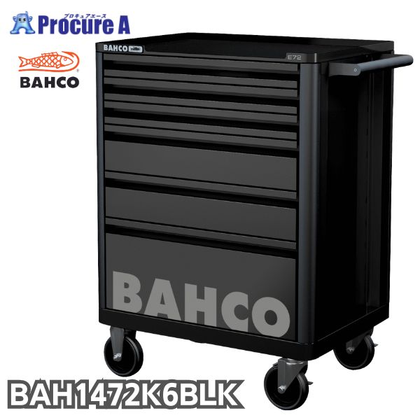 【バーコポーチプレゼント中♪】バーコ BAHCO スチール製ワゴン ツールストレージエントリー ブラック 黒 6段 1472K6BLACK 1台 スナップオン・ツールズ（株） キャビネット ■▼139-0860｜プロキュアエース 39,975円