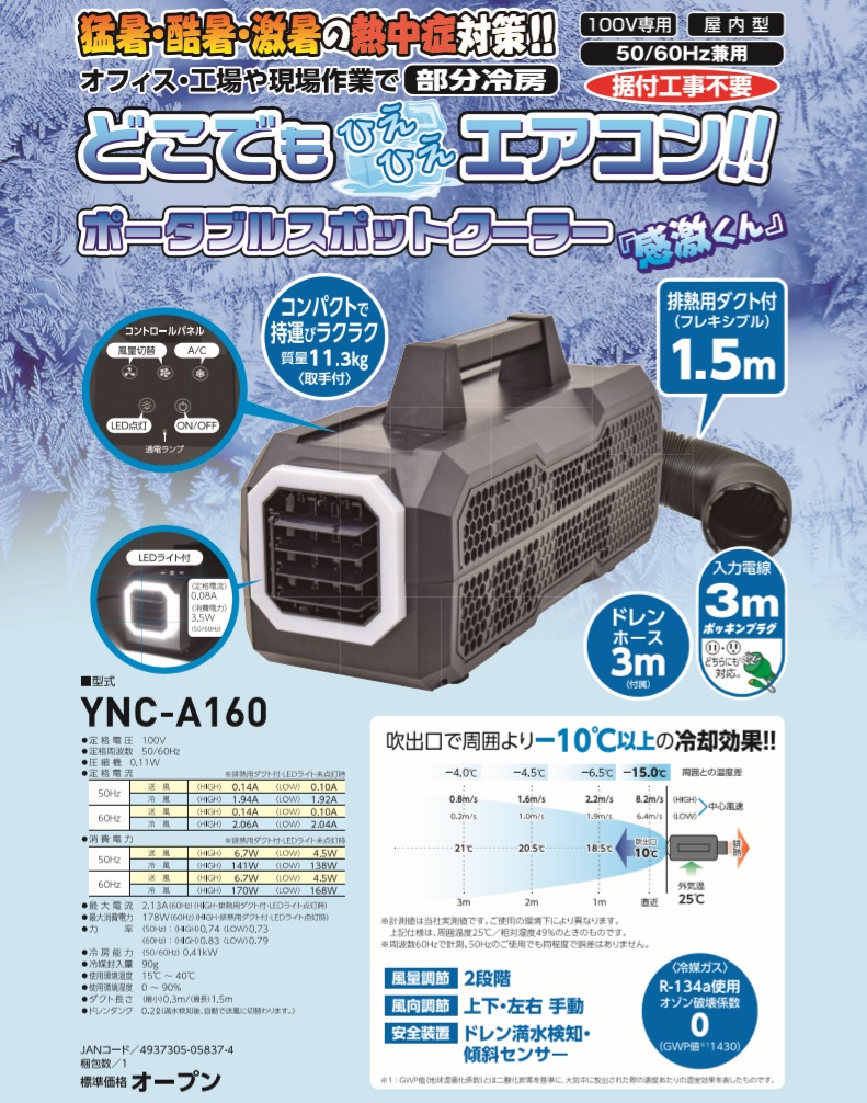 ☆美品☆NICHIDO 日動工業 100V ポータブルスポットクーラー カンゲキ