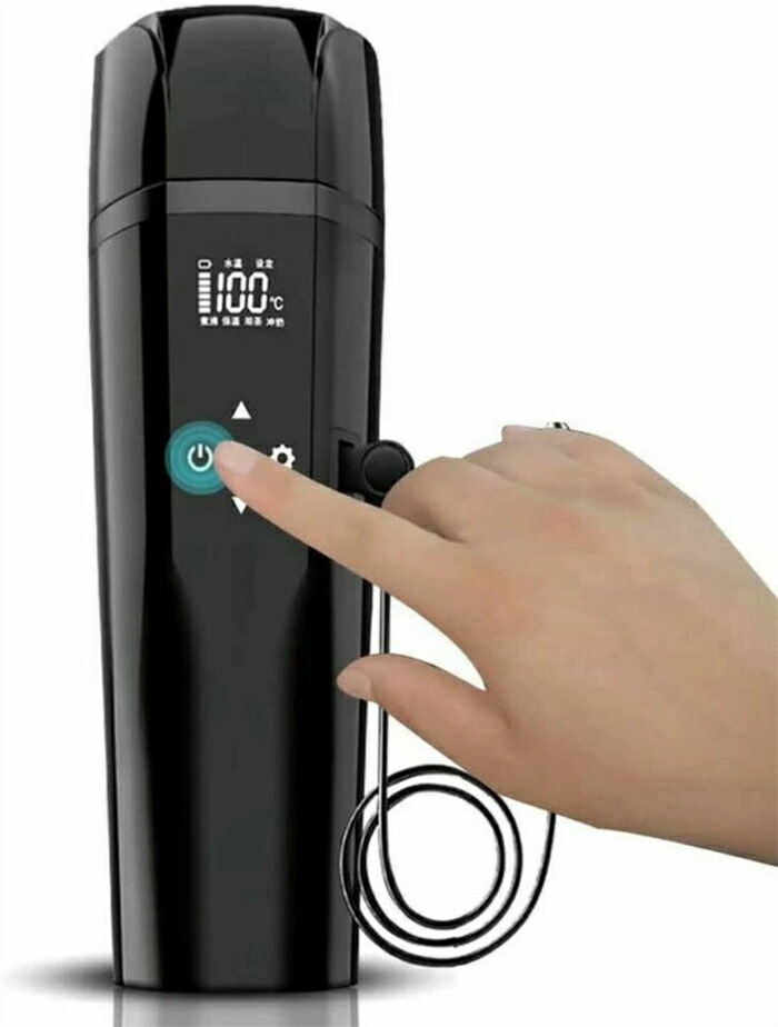 車載電気ケトル 30℃～100℃ 450ml DC12V小型車/24Vトラック兼用 沸騰 沸き立った後に自動的に保温 車用 加熱 保温 湯沸し器 湯ボルト