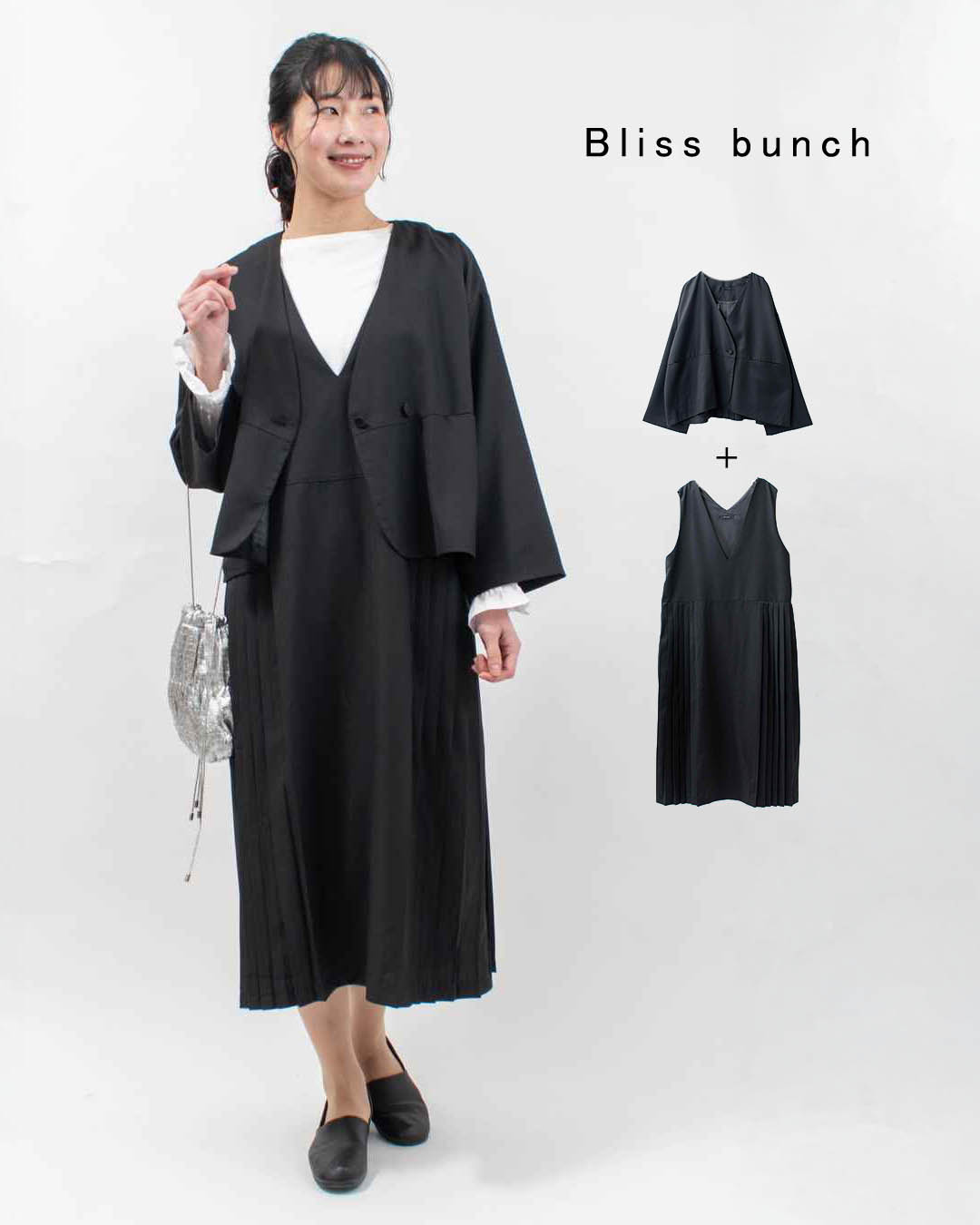 ★ Bliss bunch ブリスバンチ アンサンブルワンピース（ジャケット+切替プリーツワンピース） 761-226 レディース オケージョン フォーマル セットアップ ファッション セレモニー 二次会 ナチュラル 入学式 卒業式 入園式 卒園式 およばれ