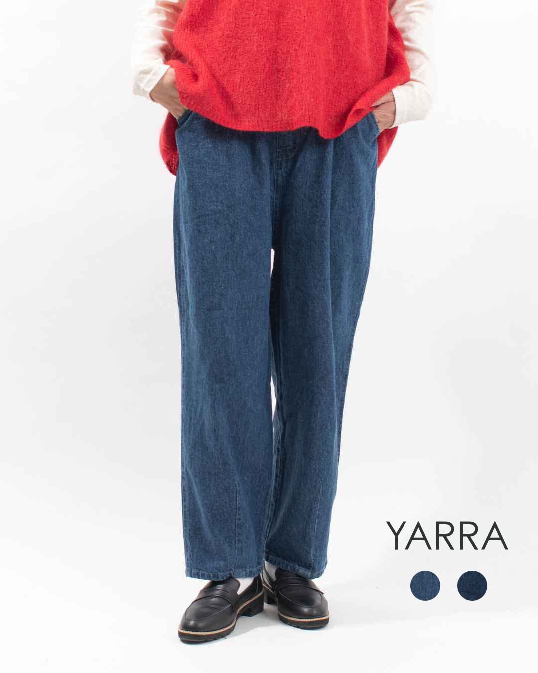 ■ YARRA ヤラ リネン混デニムパンツ 1545-238 レディース ナチュラル 春 夏 秋 冬 ファッション コーデ 服 30代 40代 50代ファッション 大人 おしゃれ カジュアル シンプル｜ＦＩＲＳＴ　店