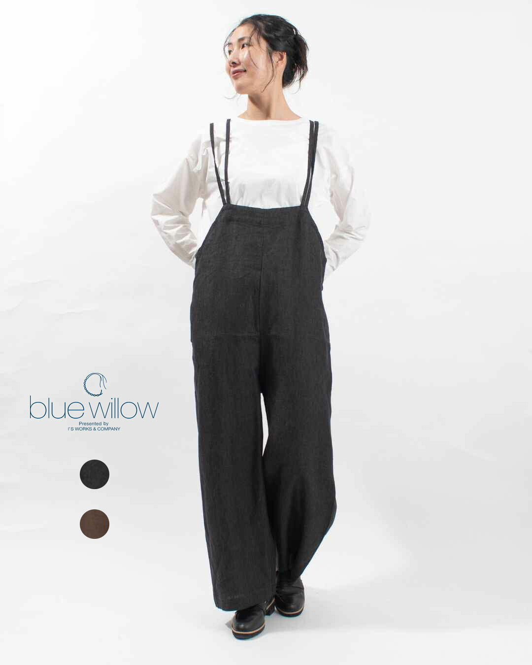 ■blue willow ブルーウィロー リネン太番手肩ひも2重サロペット 01EWP14503 レディース ナチュラル ファッション コーデ 服 30代 40代 50代ファッション 大人 おしゃれ カジュアル シンプル|FIRST 店