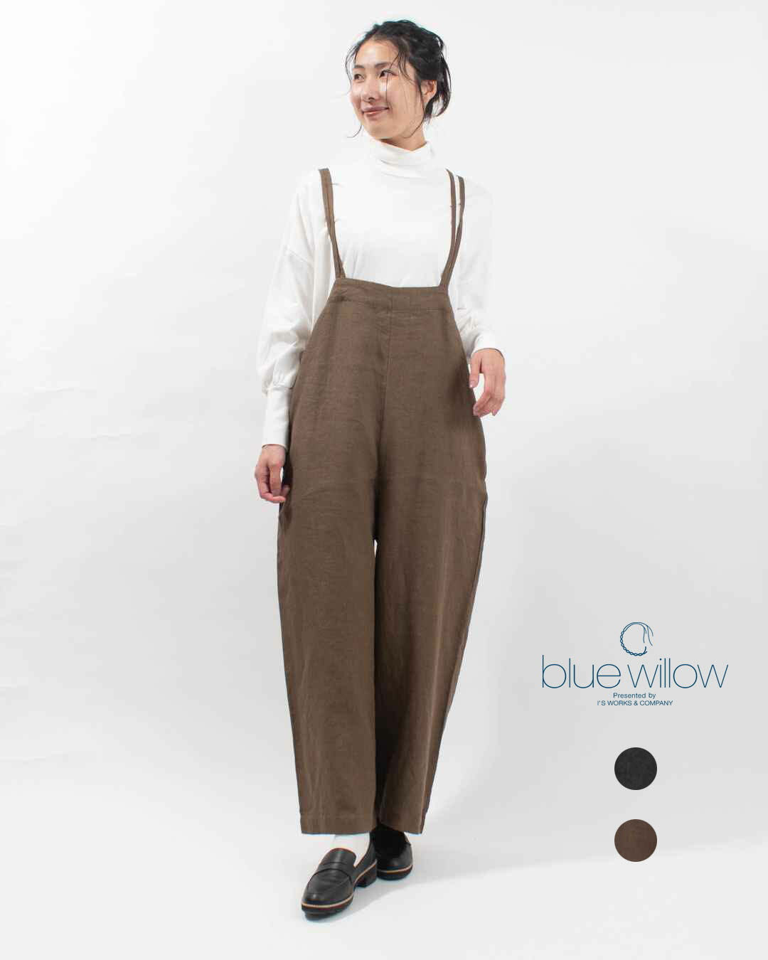 ■ blue willow ブルーウィロー リネン太番手肩ひも2重サロペット 01EWP14503 レディース ナチュラル ファッション コーデ 服 30代 40代 50代ファッション 大人 おしゃれ カジュアル シンプル