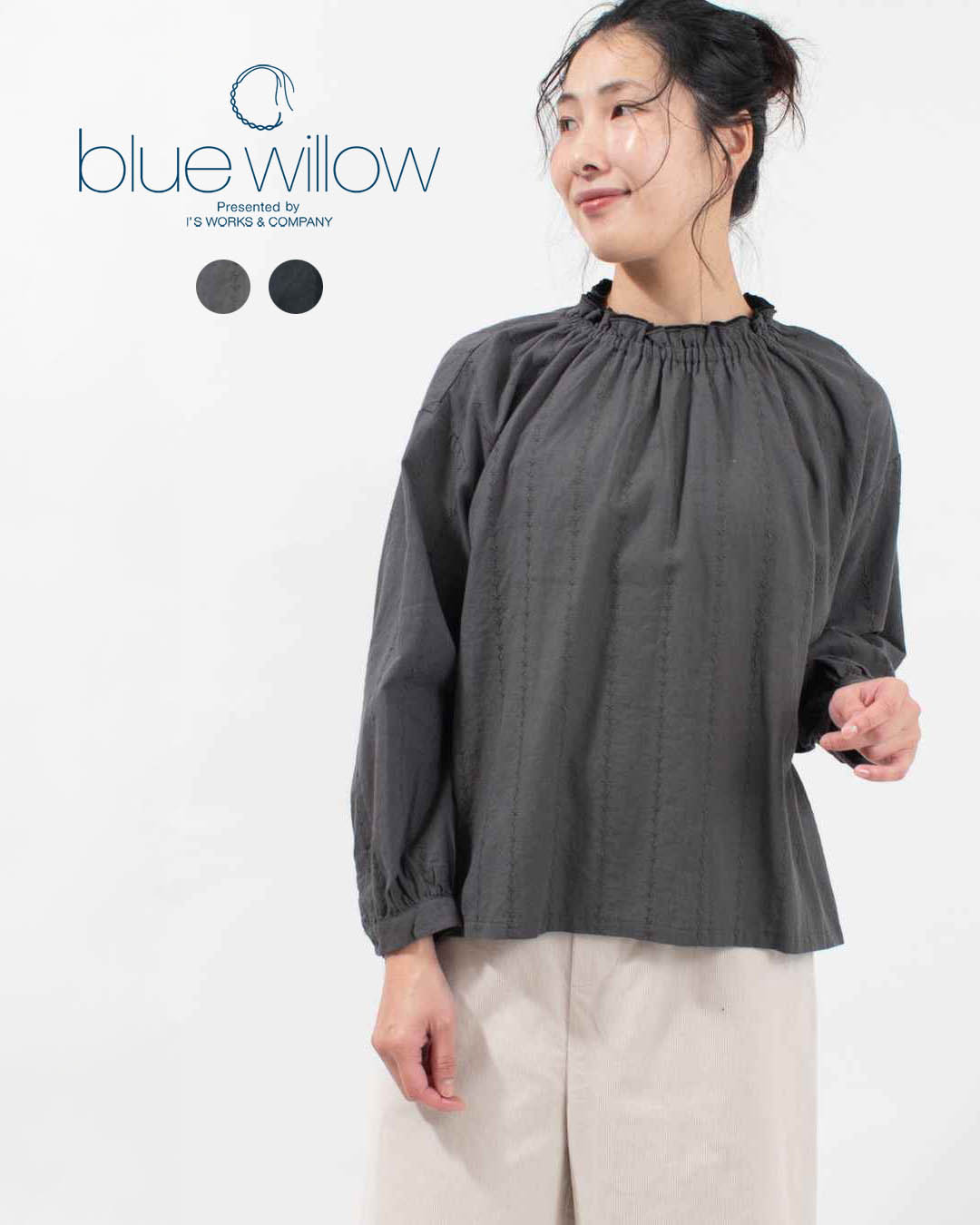 ■ blue willow ブルーウィロー コットンリネン総刺繍フリルブラウス 01EWP11540 レディース ブラウス 上品 ナチュラル ファッション コーデ 服 30代 40代 50代ファッション 大人 おしゃれ カジュアル