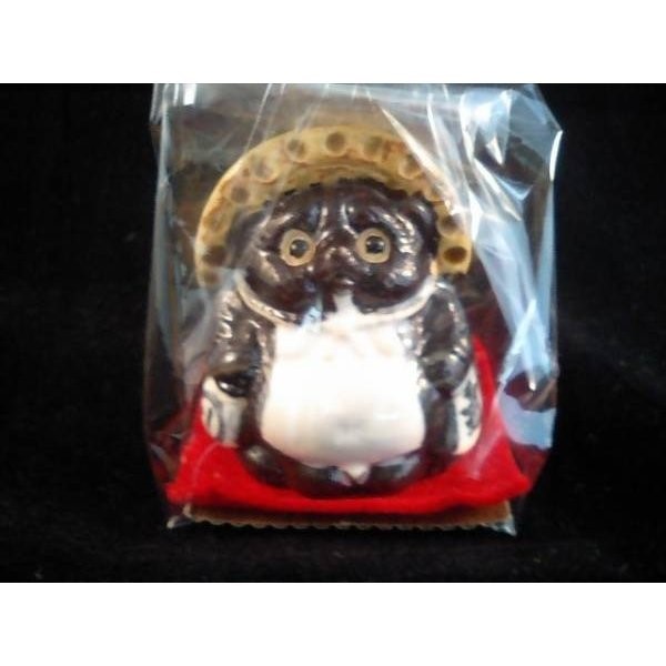 骨董品　レア　タヌキ　狸　たぬき　男の子　オブジェ 忍者狸くの一 黒 5号 （手裏剣） （忍者たぬき・忍者狸・置物・たぬき