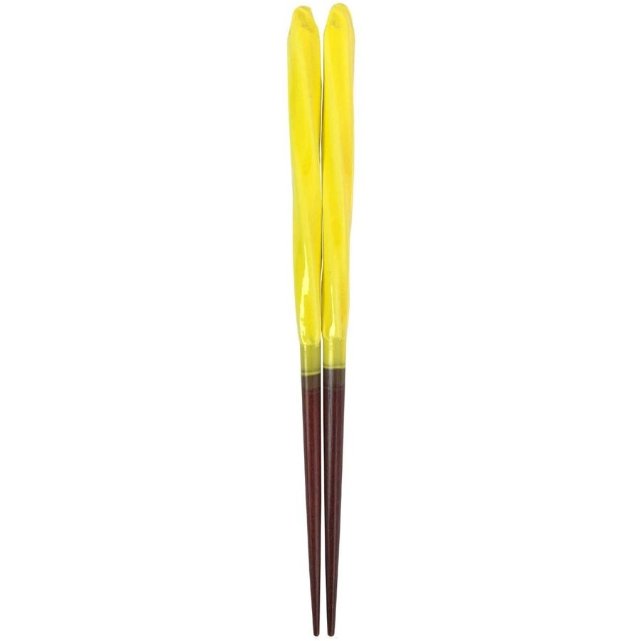 お箸 あめ玉ネジリ 黄色 18cm イエロー 食洗機対応 食洗器対応 かんざし 天然木 子供箸 プレゼント キッズ箸 日本製 アオバ  ポイント消化 朝日屋セトモノ店 