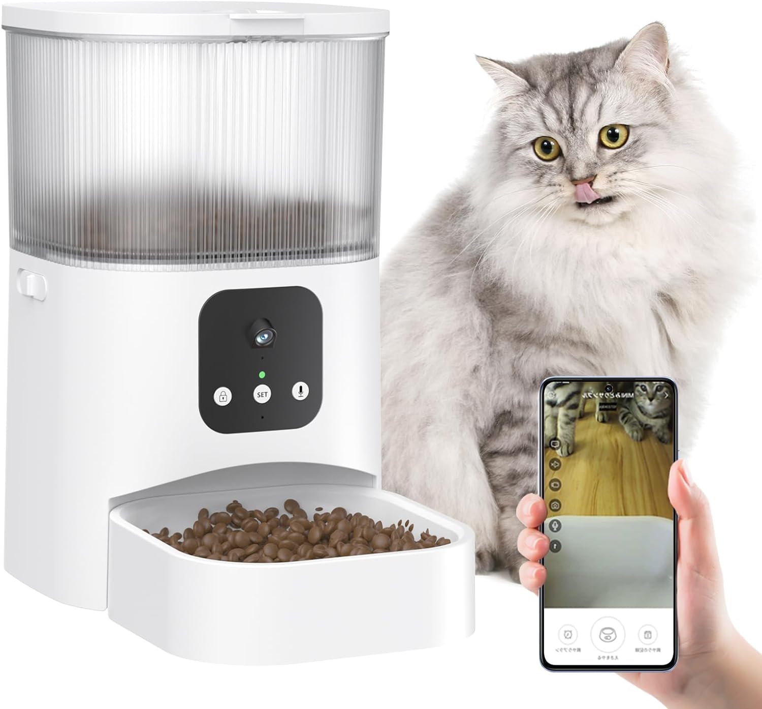 自動給餌器 猫 犬 自動餌やり機 スマホ遠隔 タイマー機能 ペット給餌機 音声録音 スマホ遠隔操作 ペット自動給餌器 定時定量 3L ステンレス製ボウル付き 手動給餌可 2WAY給電 お手入れ簡単 日本語説明書付き|アーサイト店