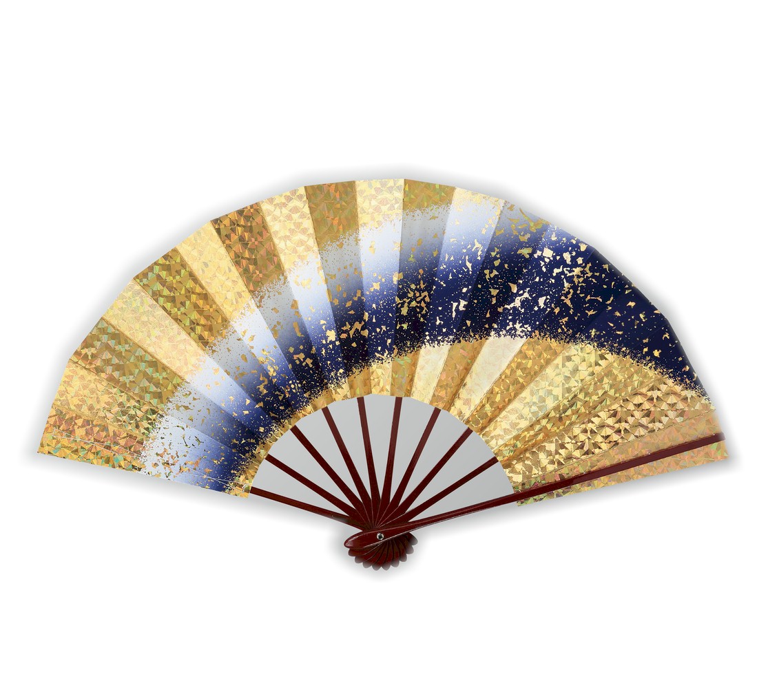 楽天市場】舞扇子 金ホロ箔 金 紺 扇子箱付 日本製 舞踊 扇子