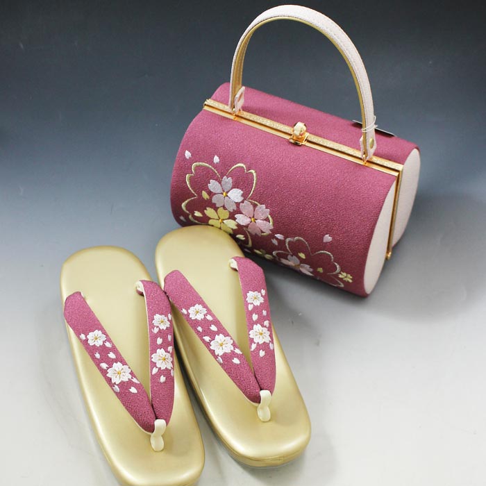 草履 バッグ セット 礼装用 高級 縮緬地 梅紫 桜 刺繍 フォーマル 結婚式 成人式 卒業式 振袖 訪問着 着物 草履バッグセット｜浅草きもの市
