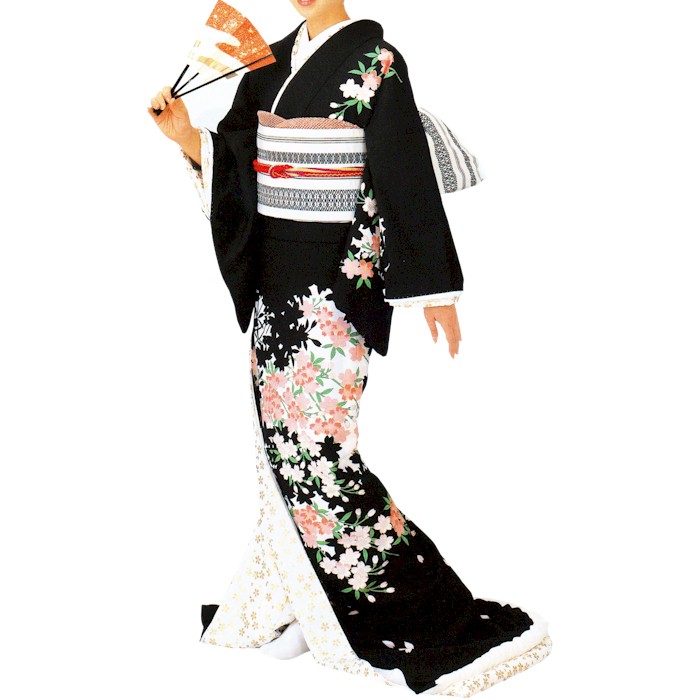 流水に花いかだ模様　特注お仕立て　裾引き　袷　踊り衣裳 流水に花いかだ模様 特注お仕立て 裾引き 袷 踊り衣裳 【公式通販】