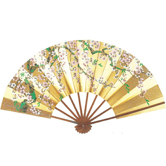 舞扇子 金砂子地 桜 煤竹 スス竹骨　日本製 （te422） 9寸5分 扇子箱付 扇子 舞扇 日舞 取寄せ商品 543