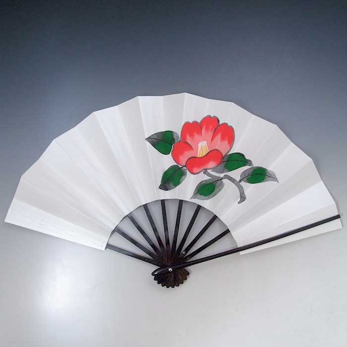 手描き 舞扇子 紅椿 黒塗 日本製 （te416） 9寸5分 扇子箱付 舞踊 扇子 舞扇 踊り 日舞 せんす よさこい 扇 取寄せ商品 4本までメール便で送料無料