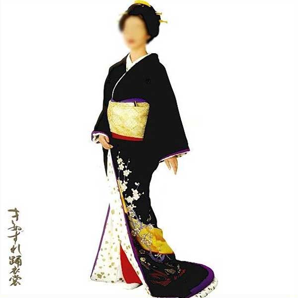 帯とセットで！（帯上げ付き）　大衆演劇　日本舞踊　衣裳 裾引き お引き お引きずり オリジナル すそひき 黒地しだれ藤