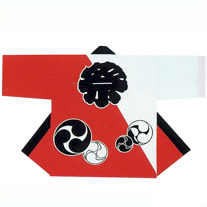 法被 半纏 白 赤 三つ巴 はっぴ ハッピ 祭 メンズ レディース （sは9235） よさこい まつり 祭り 大人 袢纏 １点までメール便可 取寄せ商品