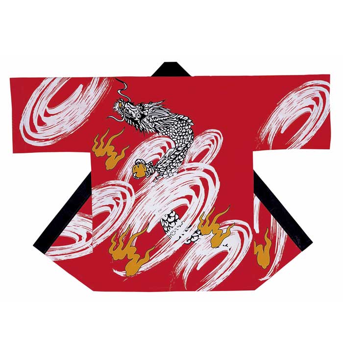 法被 半纏 赤 龍 渦 はっぴ ハッピ 祭 (o杉7501) よさこい 衣装 祭り まつり 大人 袢纏 取寄せ商品 1点までメール便可