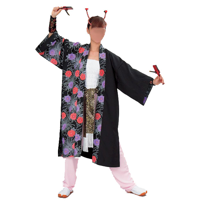 ポリエステル 衣裳 鮮やかな色合いの長半纏 よさこい 袢纏 はっぴ はっぴ 半纏 袢天 3サイズあります 長半纏 O7603 法被 祭り 衣装 衣裳 袢天 お取り寄せ商品 浅草きもの市