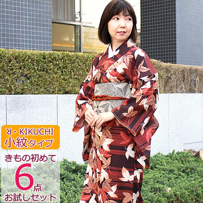着物セット きもの 初めて6点おためしセット RKブランド着物 小紋TYPE 洗える着物 はじめて キクチ r kikuchi レディース 女性 レトロ 帯 激安 福袋