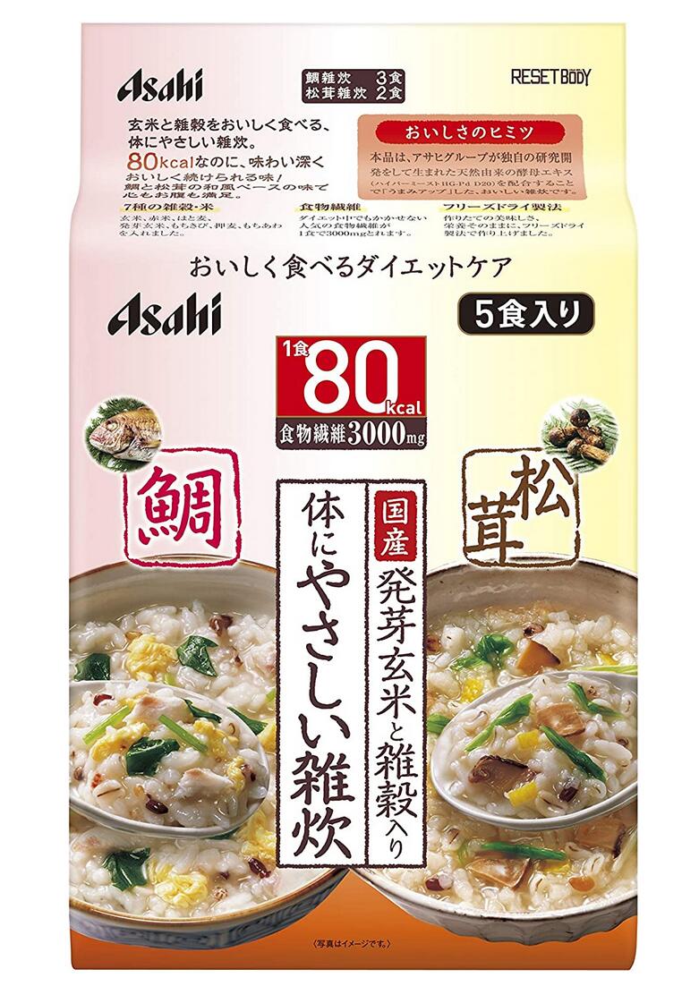 アサヒ リセット上半身 体に分かりやすい鯛＆松茸雑炊 5食入 6個書き割り【貨物輸送無料】