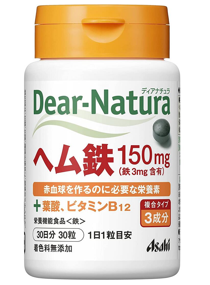 アサヒ ディアナチュラ ヘム鉄 30粒(30日分) 12個セット【送料無料】【栄養機能食品:鉄】