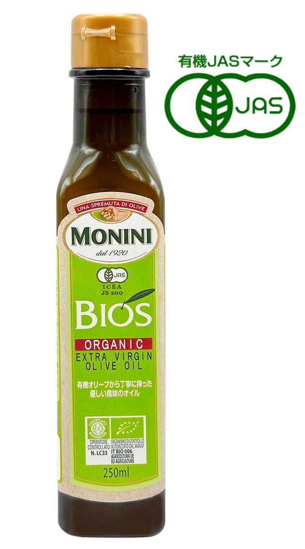 明治屋 MONINI モニーニ オーガニック エキストラバージンオリーブオイル BIOS 229g(250ml) 6本セット【送料無料】【有機JAS認定】